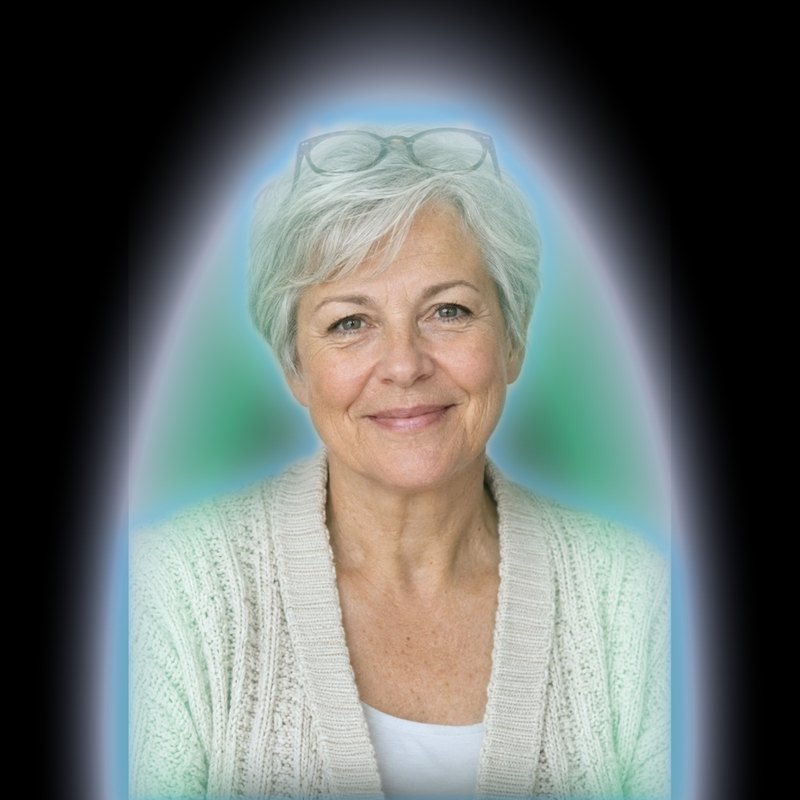 Example aura photo: blue core, jade breath, silver outer light