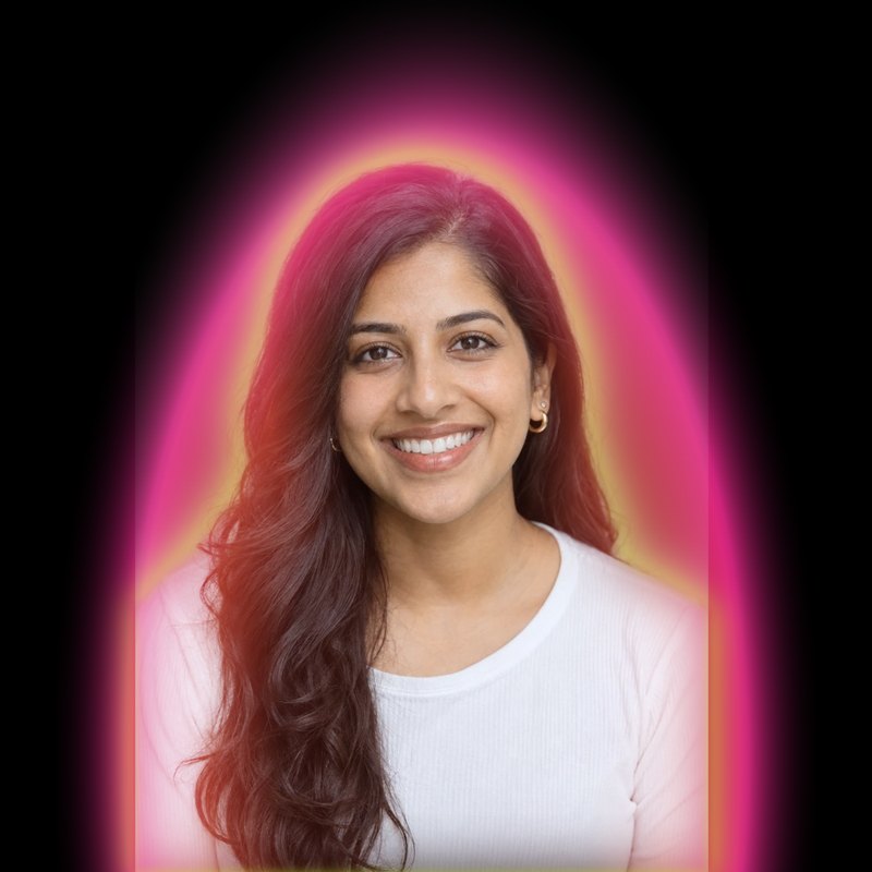Example aura photo: yellow core, coral breath, pink outer light